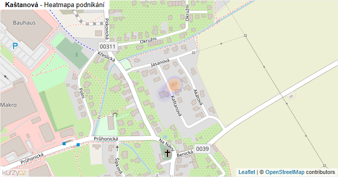 Kaštanová - mapa podnikání