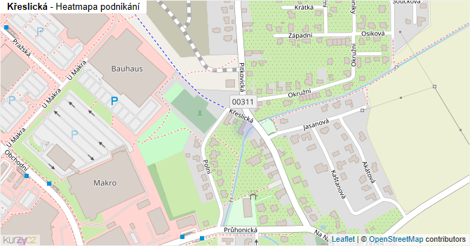 Křeslická - mapa podnikání