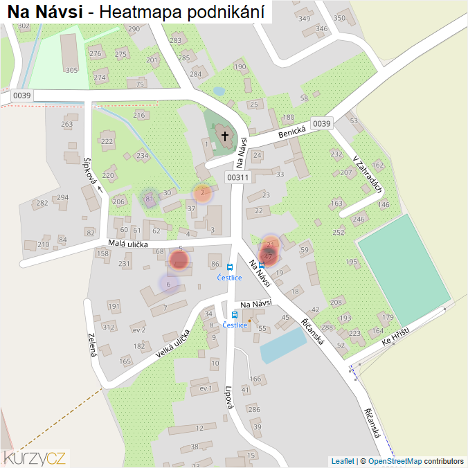 Mapa Na Návsi - Firmy v ulici.