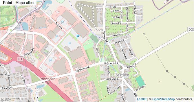 Polní - mapa ulice