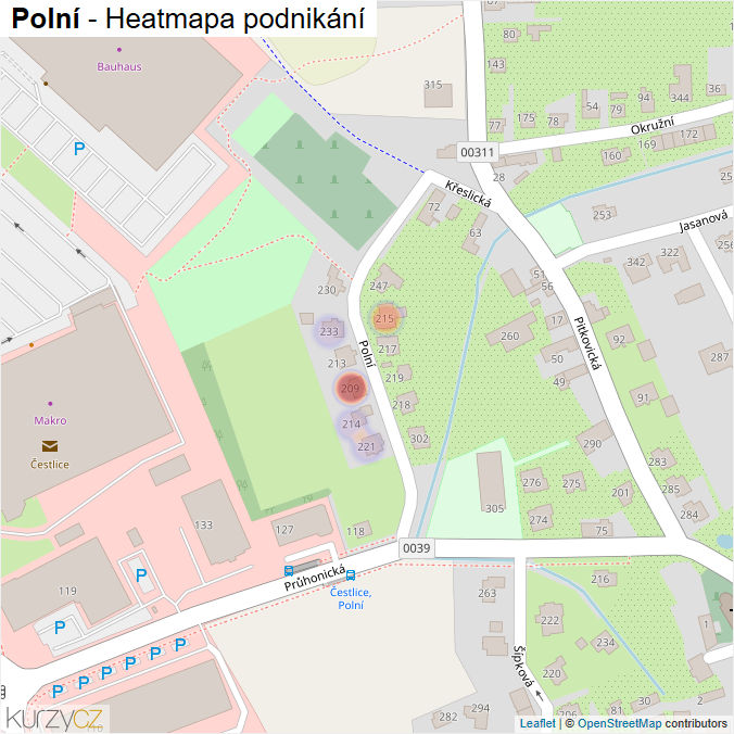 Mapa Polní - Firmy v ulici.