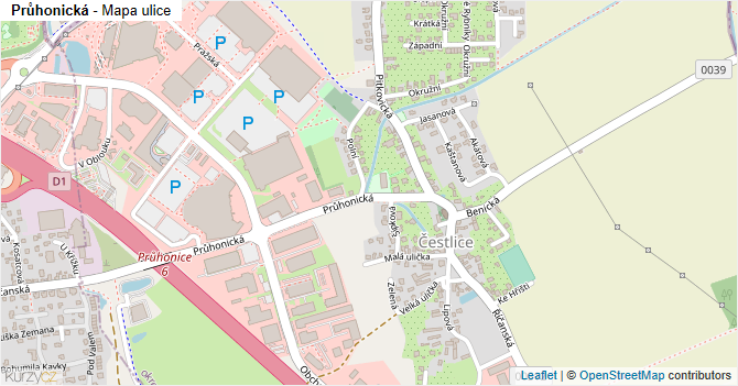 Průhonická - mapa ulice