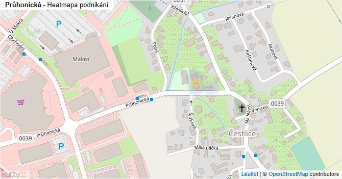 Průhonická - mapa podnikání