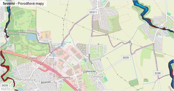 Severní - záplavové mapy stoleté vody