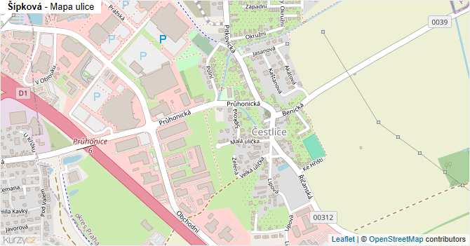 Šípková - mapa ulice