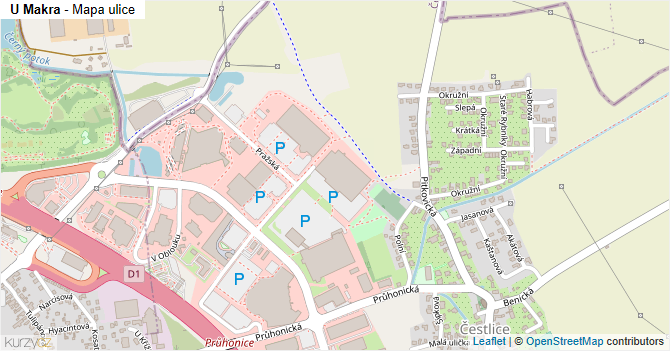 U Makra - mapa ulice