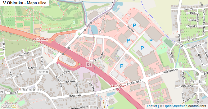 V Oblouku - mapa ulice