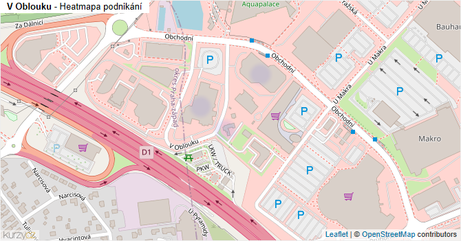 V Oblouku - mapa podnikání