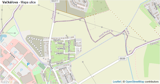 Vačkářova - mapa ulice