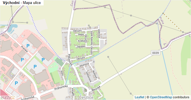 Východní - mapa ulice