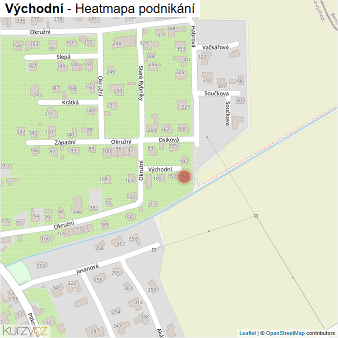 Mapa Východní - Firmy v ulici.