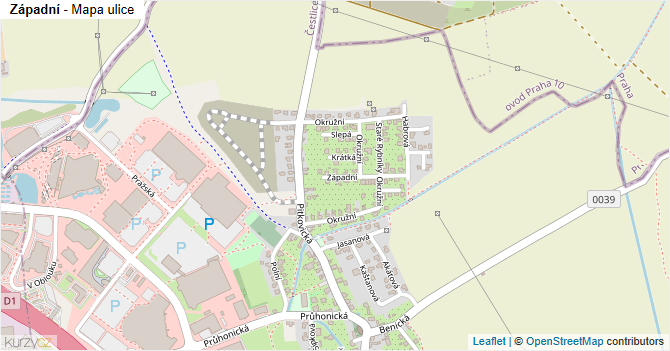 Západní - mapa ulice
