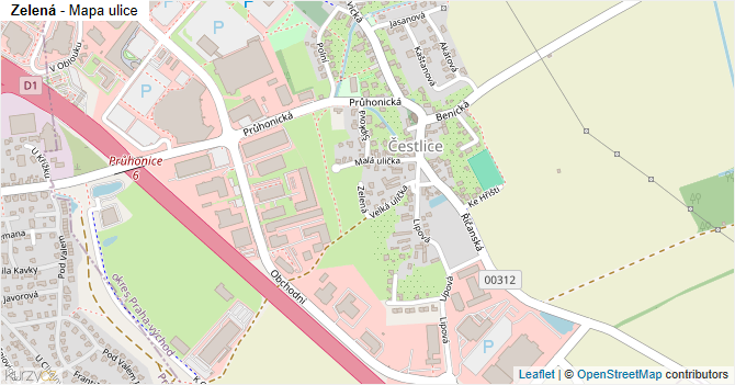 Zelená - mapa ulice