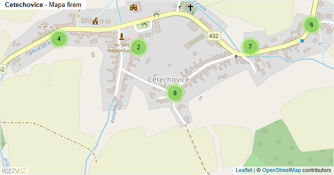 Cetechovice - mapa firem