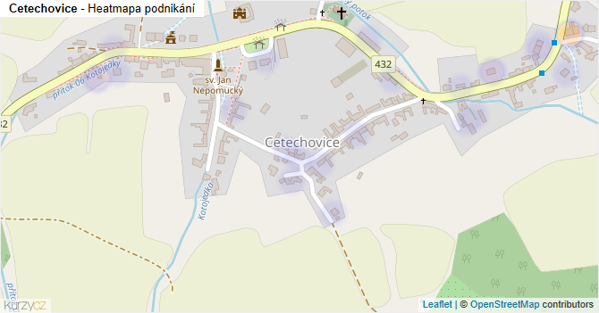 Cetechovice - mapa podnikání