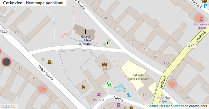 Cetkovice - mapa podnikání