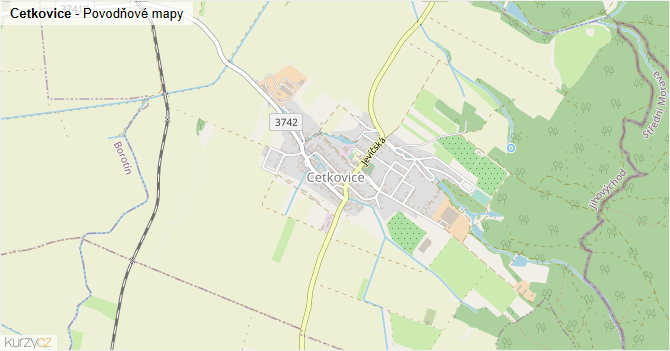 Cetkovice - záplavové mapy stoleté vody
