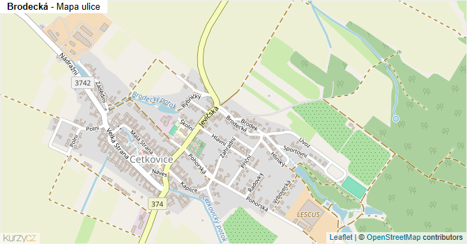 Brodecká - mapa ulice