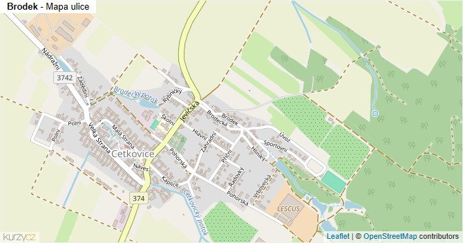 Brodek - mapa ulice