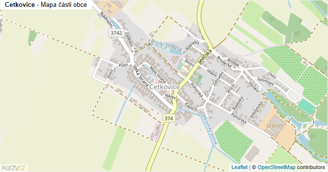 Cetkovice - mapa části obce