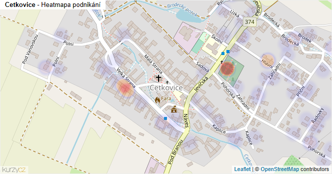 Cetkovice - mapa podnikání