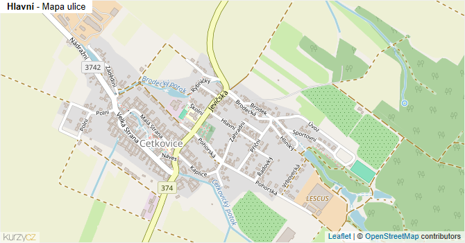 Hlavní - mapa ulice