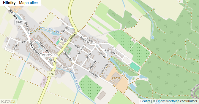 Hliníky - mapa ulice