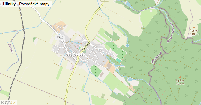 Hliníky - záplavové mapy stoleté vody