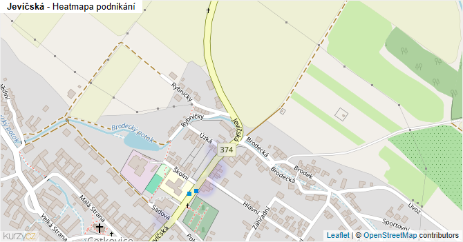Jevíčská - mapa podnikání