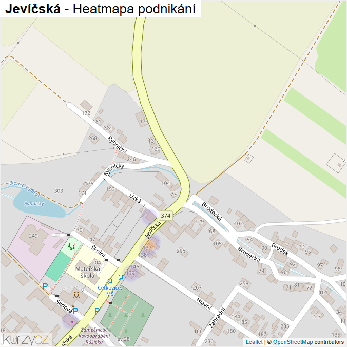 Mapa Jevíčská - Firmy v ulici.