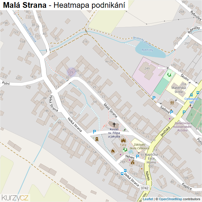 Mapa Malá Strana - Firmy v ulici.