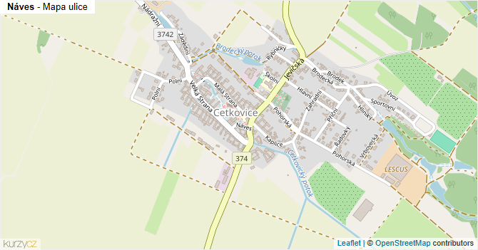 Náves - mapa ulice