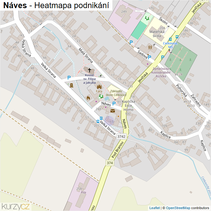 Mapa Náves - Firmy v ulici.