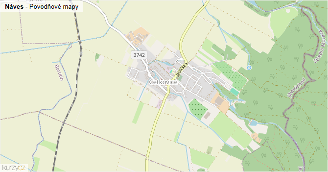 Náves - záplavové mapy stoleté vody