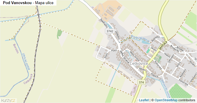 Pod Vanovskou - mapa ulice