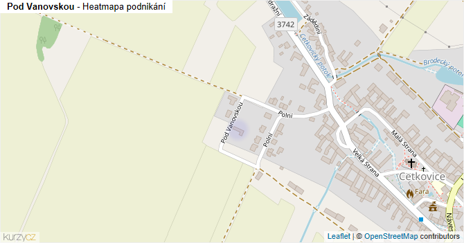 Pod Vanovskou - mapa podnikání
