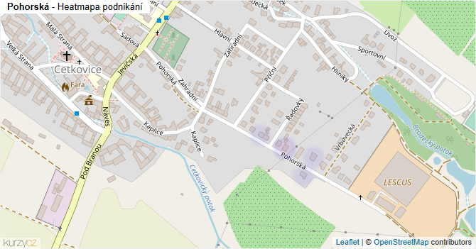 Pohorská - mapa podnikání