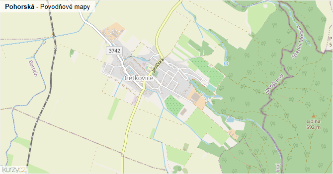 Pohorská - záplavové mapy stoleté vody