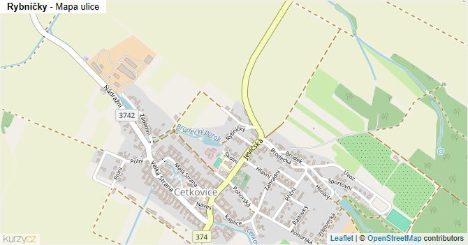 Rybníčky - mapa ulice
