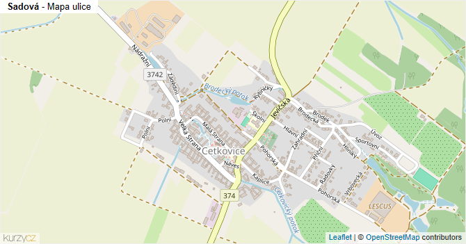 Sadová - mapa ulice