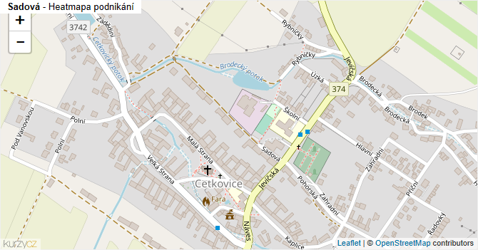 Sadová - mapa podnikání