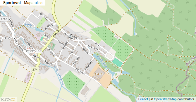 Sportovní - mapa ulice