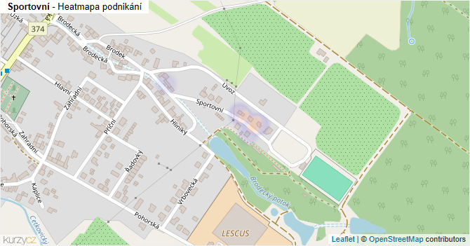 Sportovní - mapa podnikání
