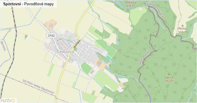 Sportovní - záplavové mapy stoleté vody
