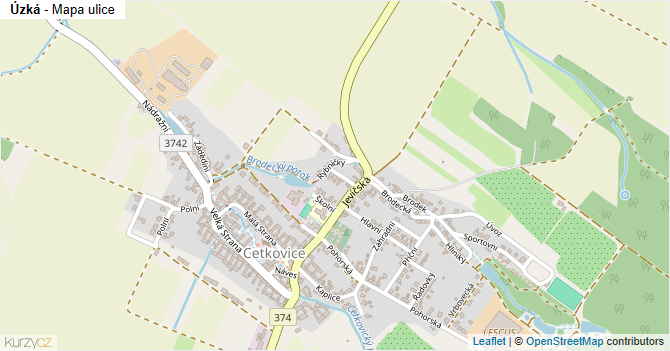 Úzká - mapa ulice
