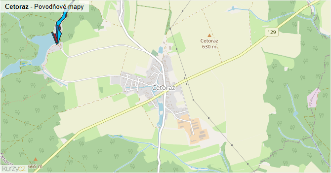 Cetoraz - záplavové mapy stoleté vody