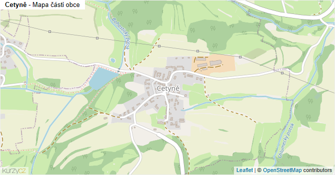 Cetyně - mapa části obce