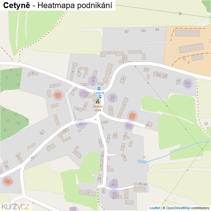 Mapa Cetyně - Firmy v části obce.