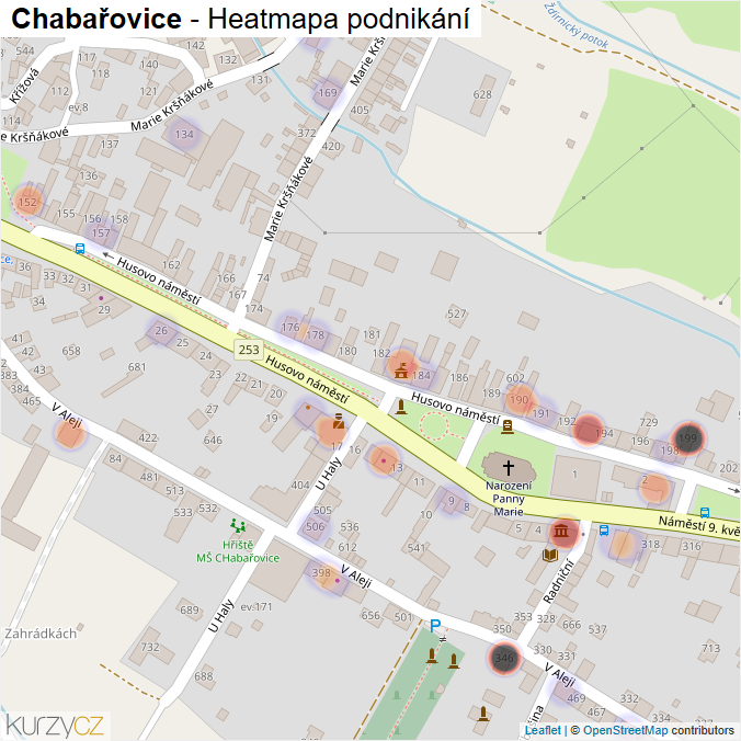 Mapa Chabařovice - Firmy v obci.