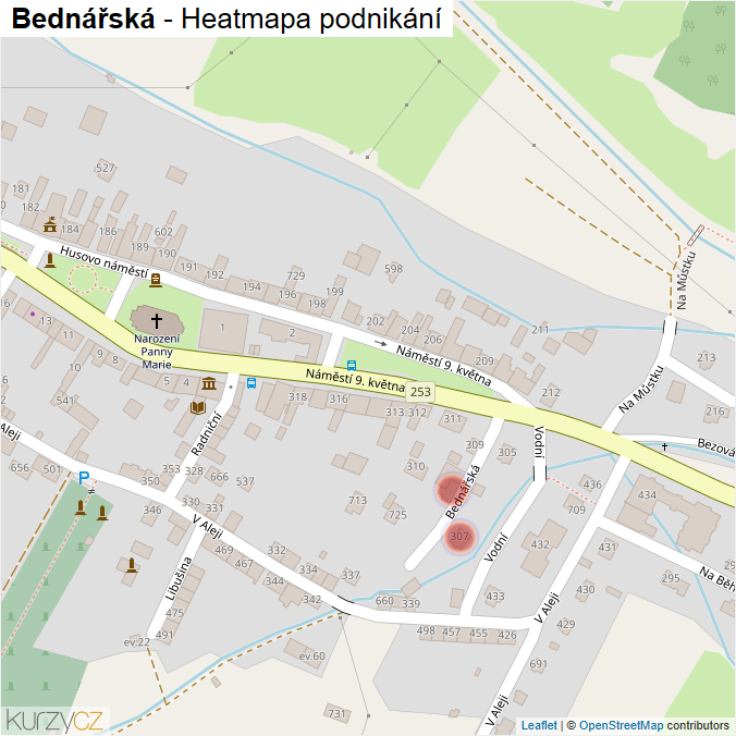 Mapa Bednářská - Firmy v ulici.